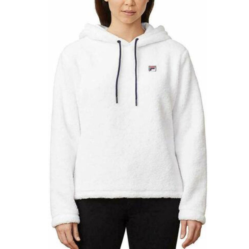 Fila Women Cropped Fluffy Sherpa Hooded Sweatshirt